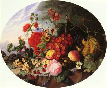 維爾 賽多利斯 Still Life With Fruit And Flowers On A Rocky Ledge 維爾 賽多利斯 Still Life With Fruit And Flowers On A Rocky Ledge